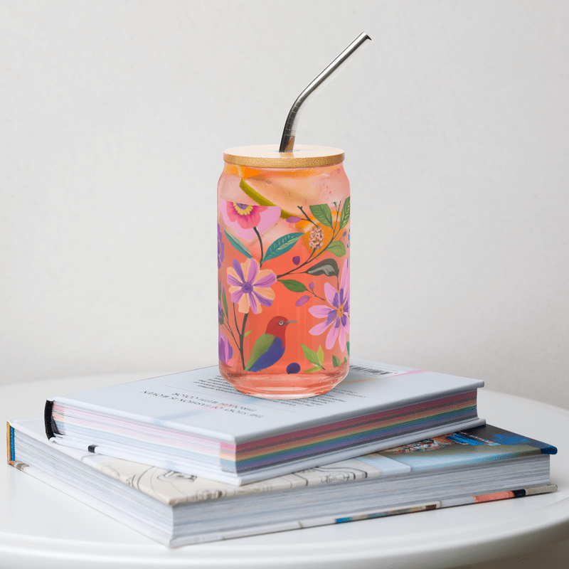 Floral Glass Cup