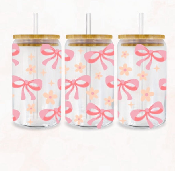 Pink bow Thumbler